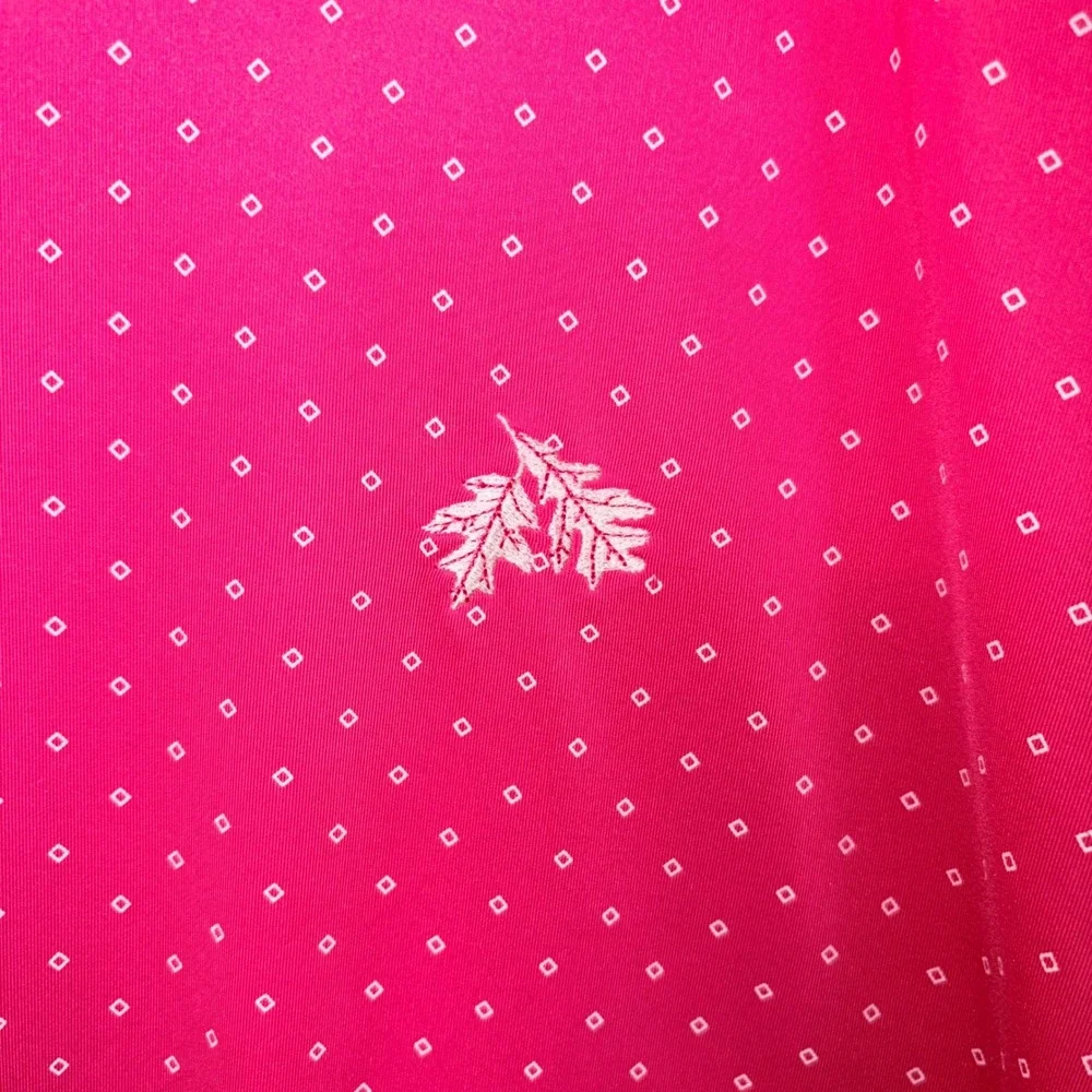 FootJoy Mens XL‎ Pink Diamond Print Performance Golf Polo Shirt Oak Leaves Logo